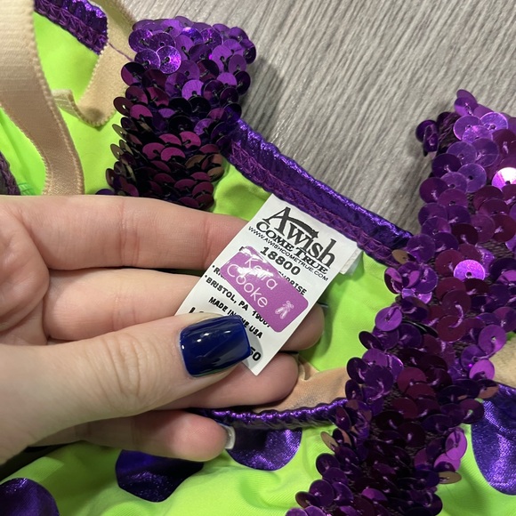 A Wish Come True Green & Purple Polkadot Dance Costume - Picture 3 of 4